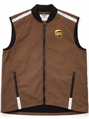 UPS Vest Large Brown Full Zip Sleeveless Uniform Workwear 24x31 EUC NWOT